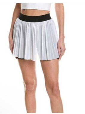 NWT Terez White Pleated Tennis Skirt with Black Biker Shorts